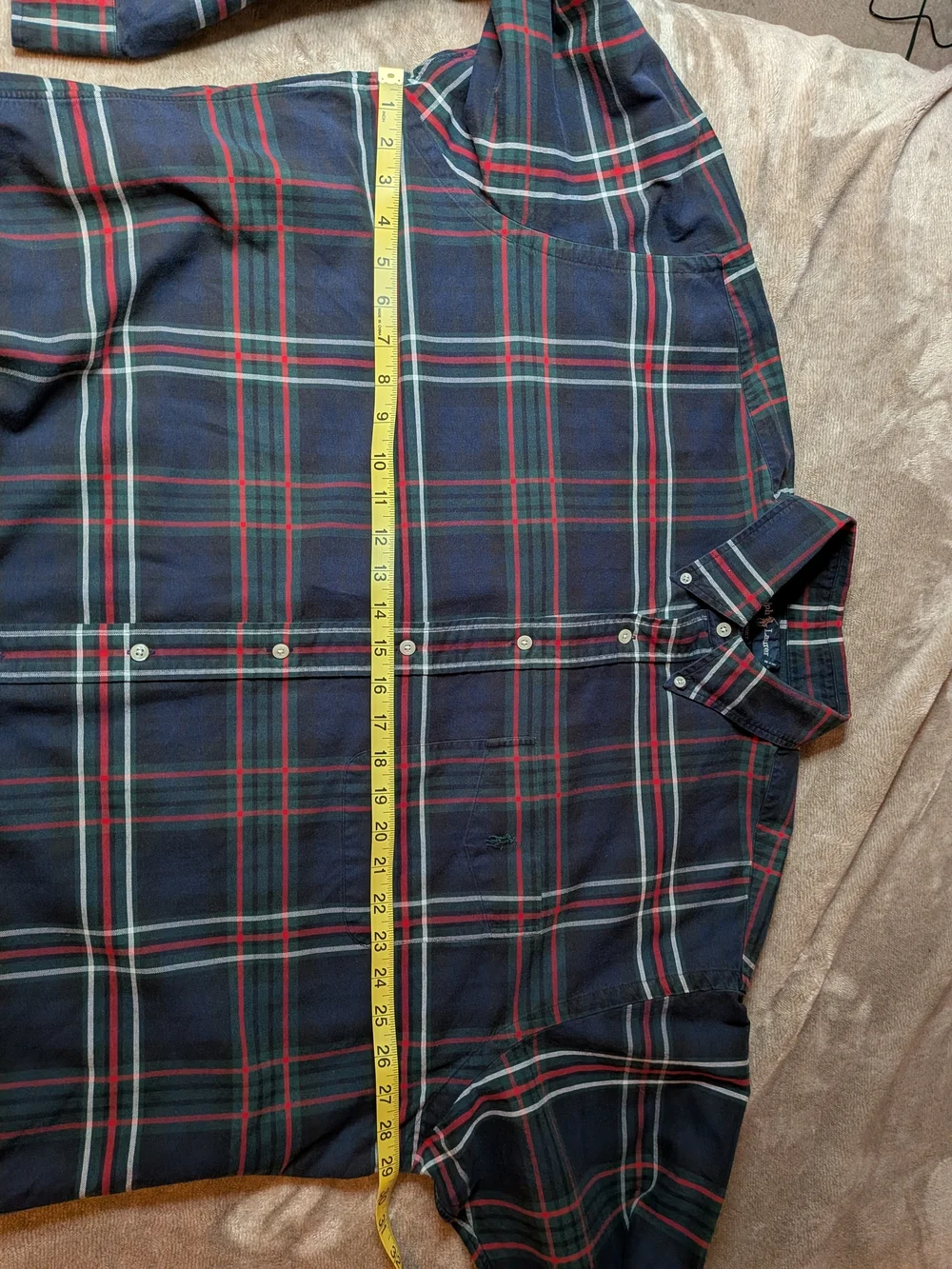 Ralph Lauren Big Shirt Plaid Tartan Cotton Button Down Shirt XL